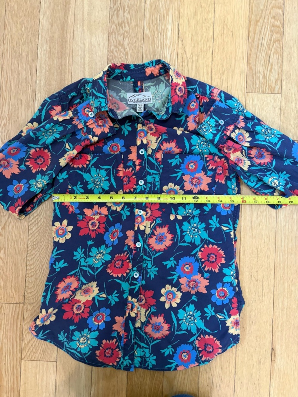 Overland Helen Floral Lyocell Button Down Shirt - Boho Artsy Utility Top XS - Picture 7 of 8